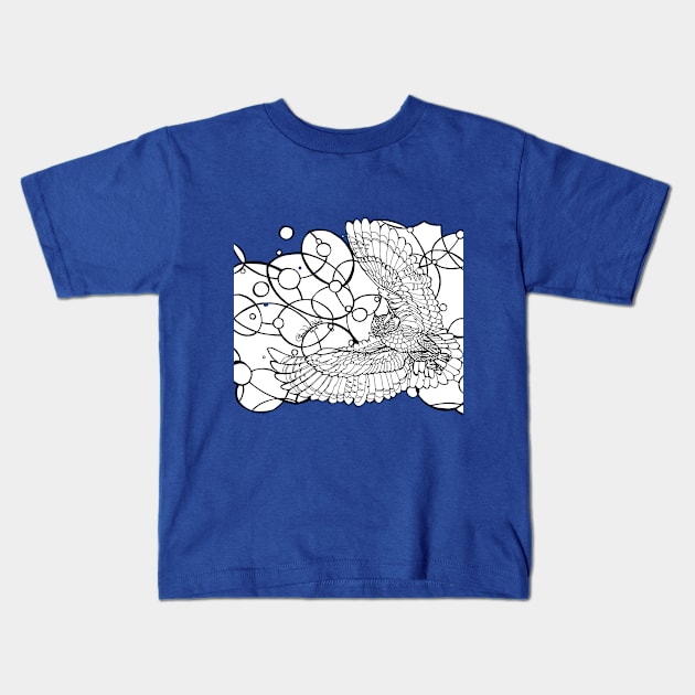 COLOR YOUR OWN TEE Flying Owl Kids T-Shirt by WildThingsTreasures34